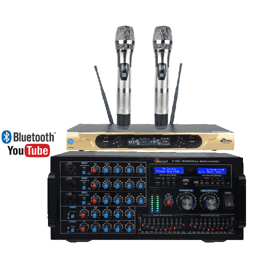 Home Karaoke Combo IDOLmain 6000W IP-5900 Mixing Amplifier Plus UHF-626 Dual Wireless Microphones 
